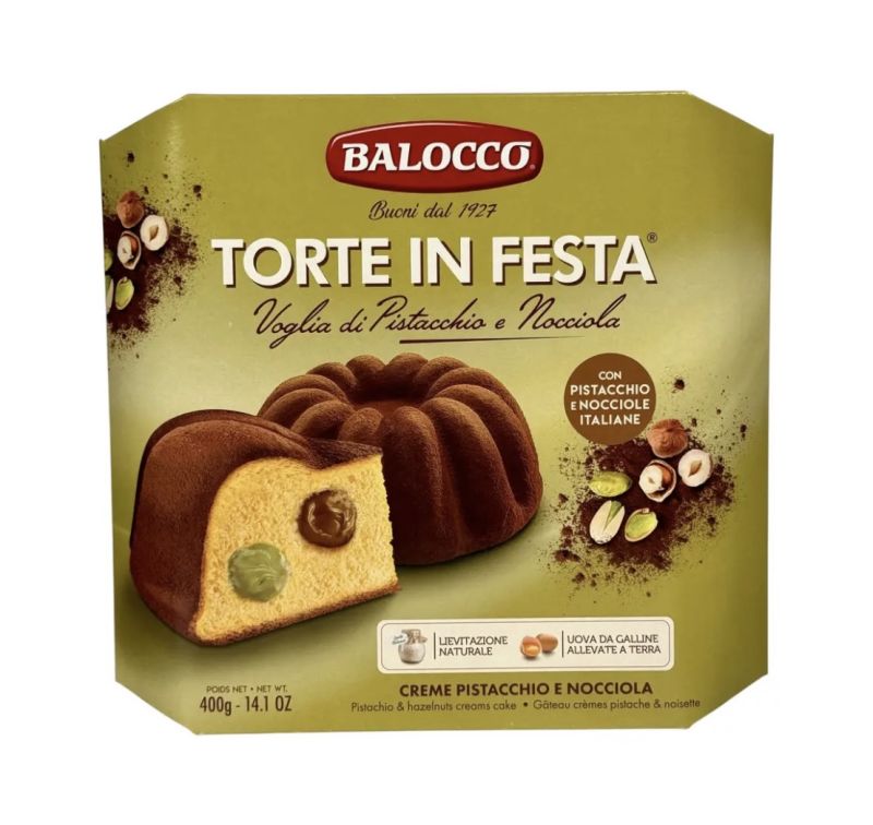BALOCCO з фісташковим та горіховим кремами torte in festa voglia di pistcchio e nocciola 400г